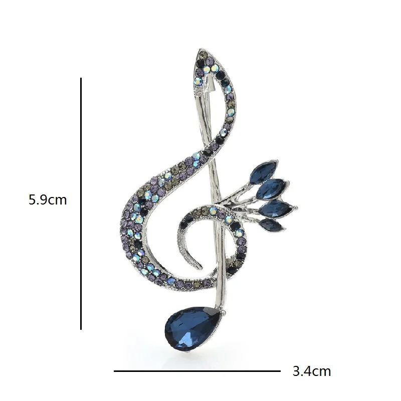 Dimensiones del Broche Clave de Sol con Strass Azules