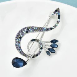 Broche de Clave de Sol con Estrás Azules