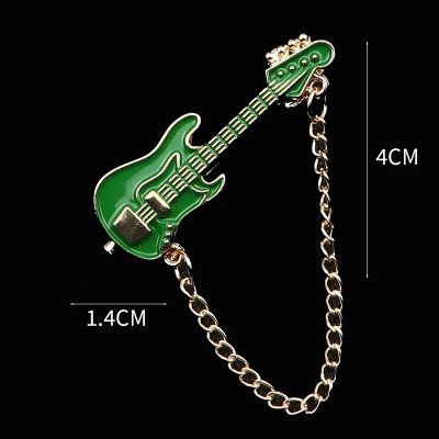 Broche Esmaltada de Pins de Guitarra Eléctrica con Cadena - 6 colores a elegir - color Verde