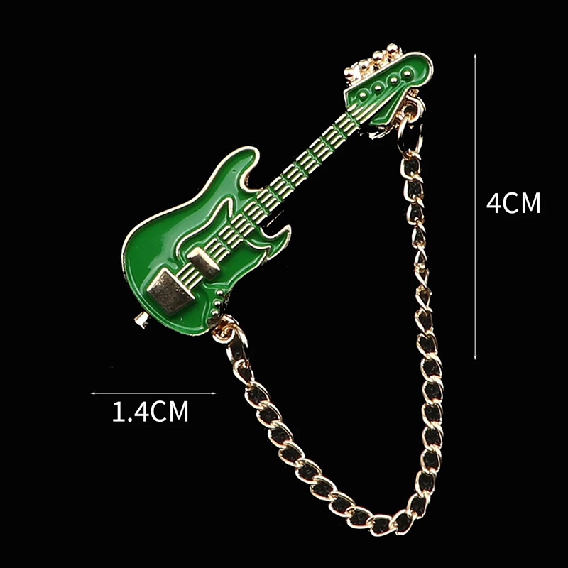 Broche Esmaltada de Pins de Guitarra Eléctrica con Cadena - 6 colores a elegir - color Verde