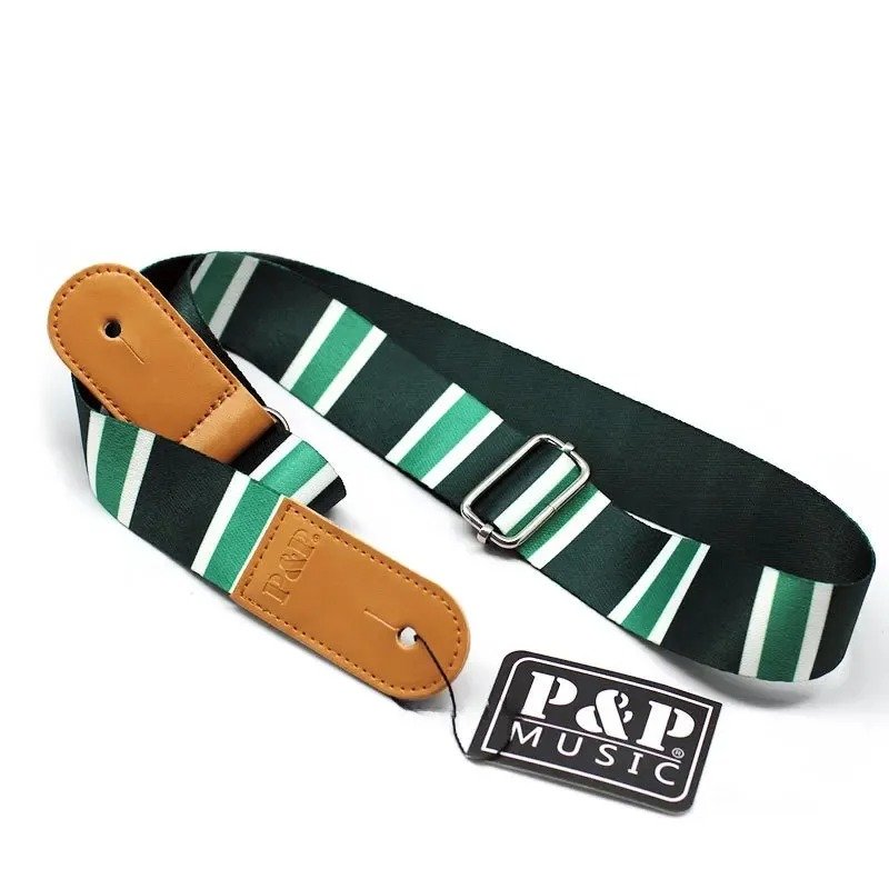 Correa de Ukulele con Rayas Varsity Verdes