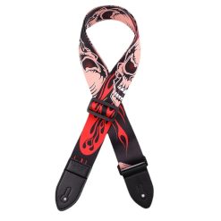 Correa de Guitarra de Metal con Llamas Escarlatas