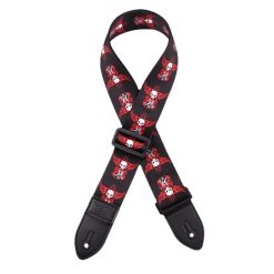 Correa de Guitarra con Cabeza de Calavera y Alas en Llamas
