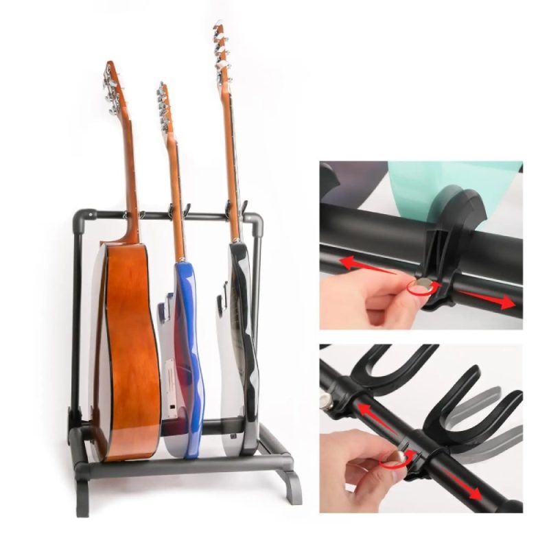 Detalles de Soporte Plegable para Múltiples Guitarras - 3 Instrumentos Eléctricos y Acústicos