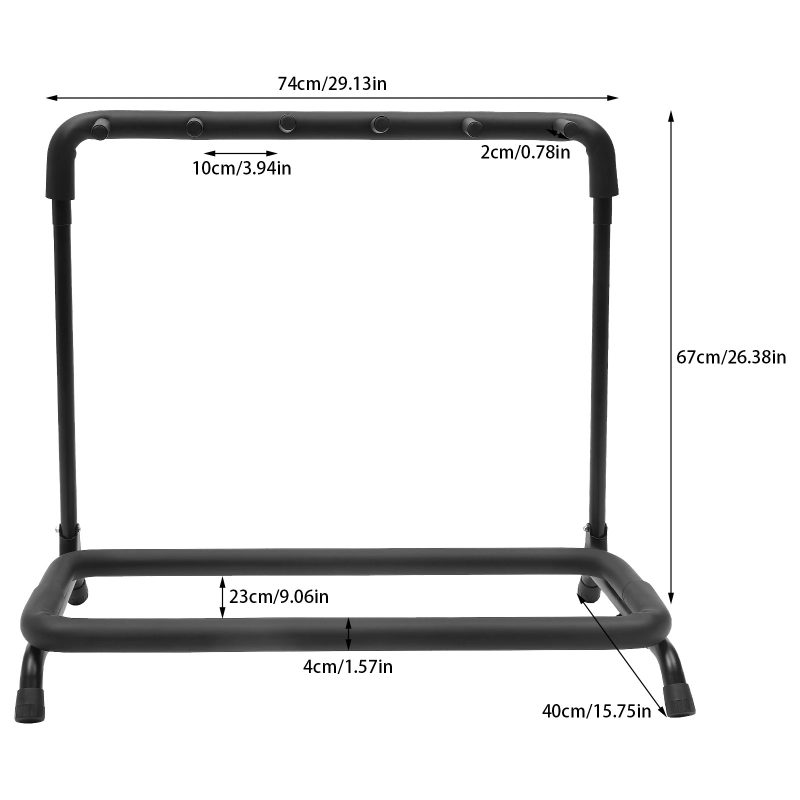 Dimensiones Detalles Soporte Multi-Guitarras 'Stage Master' - 3, 5 o 9 guitarras - 5 guitarras