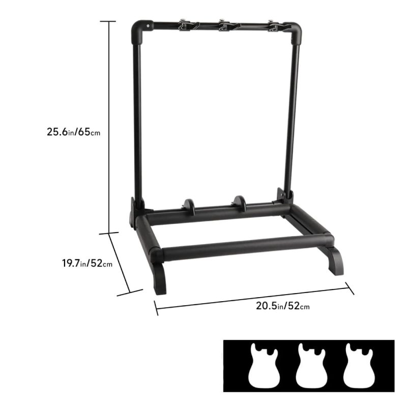 Dimensiones del Soporte Plegable para Múltiples Guitarras - 3 Instrumentos Eléctricos y Acústicos