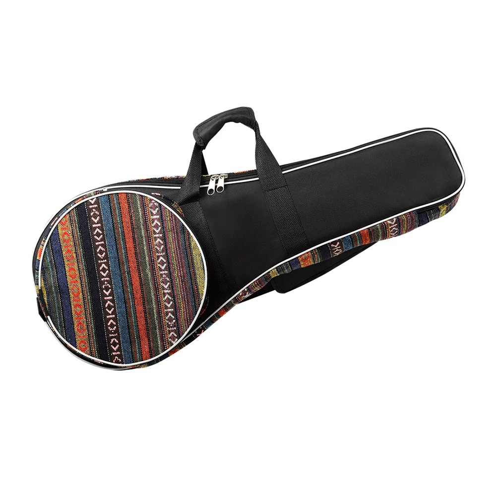 Vista frontal de la funda para mandolina de viaje estilo bohemio