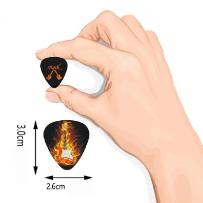 Dimensiones del lote de 6 púas de guitarra Rock 'Riff Ardant' con estuche incluido
