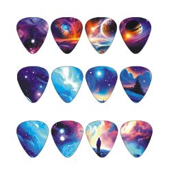 Lote de 12 púas de guitarra con diseño de galaxia y cosmos