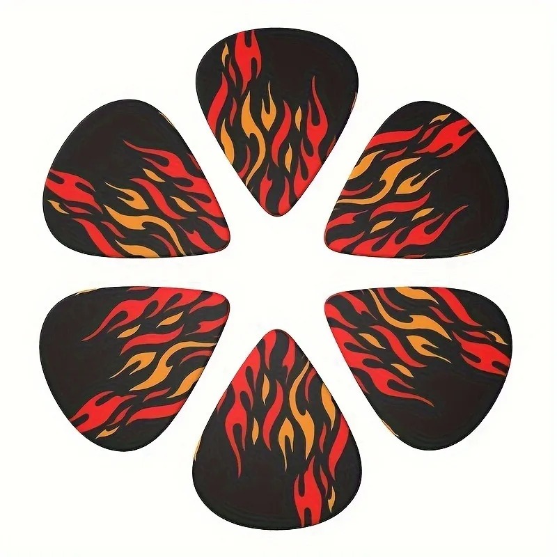 Lote de 6 púas de guitarra con diseño de llama ardiente, incluye estuche de regalo