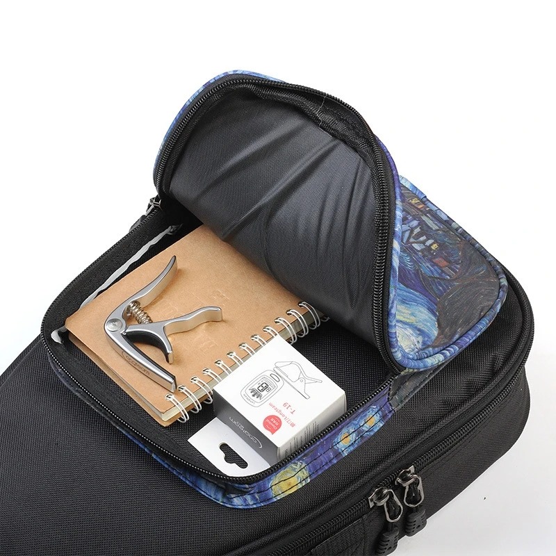 Bolsillo de almacenamiento de la funda de ukelele Van Gogh - Noche Estrellada