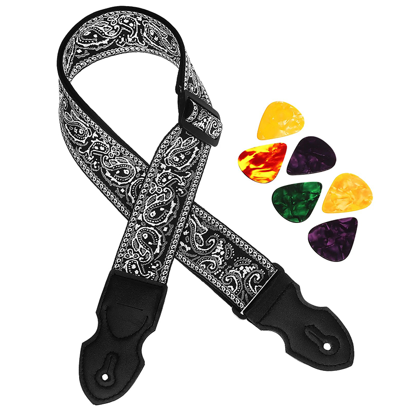 Correa de Guitarra Rock 'Elegancia Paisley Negra