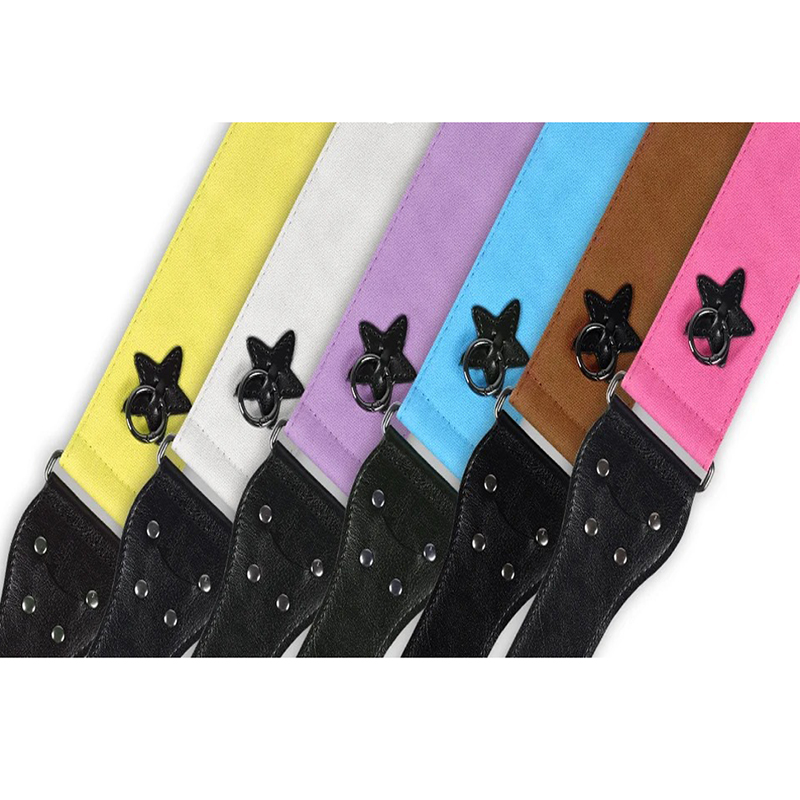 Correa de guitarra de algodón con anillo de suspensión en forma de estrella - ¡6 colores a elegir!