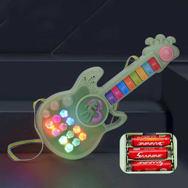 Detalles de la guitarra para niños - Temática lúdica - "Mini Unicornio Rock" - ¡2 colores a elegir!