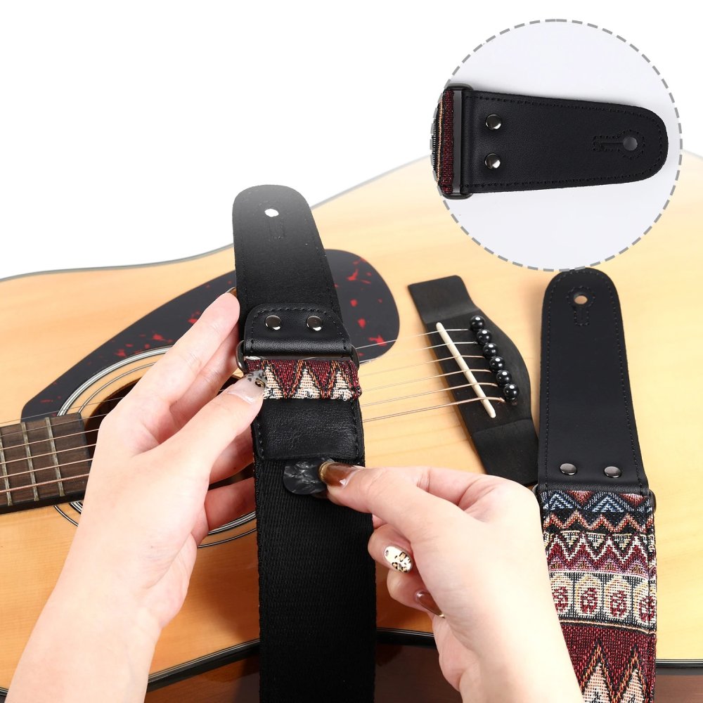 Detalles completos de la Correa de Guitarra Vintage 'Tapicería Tribal