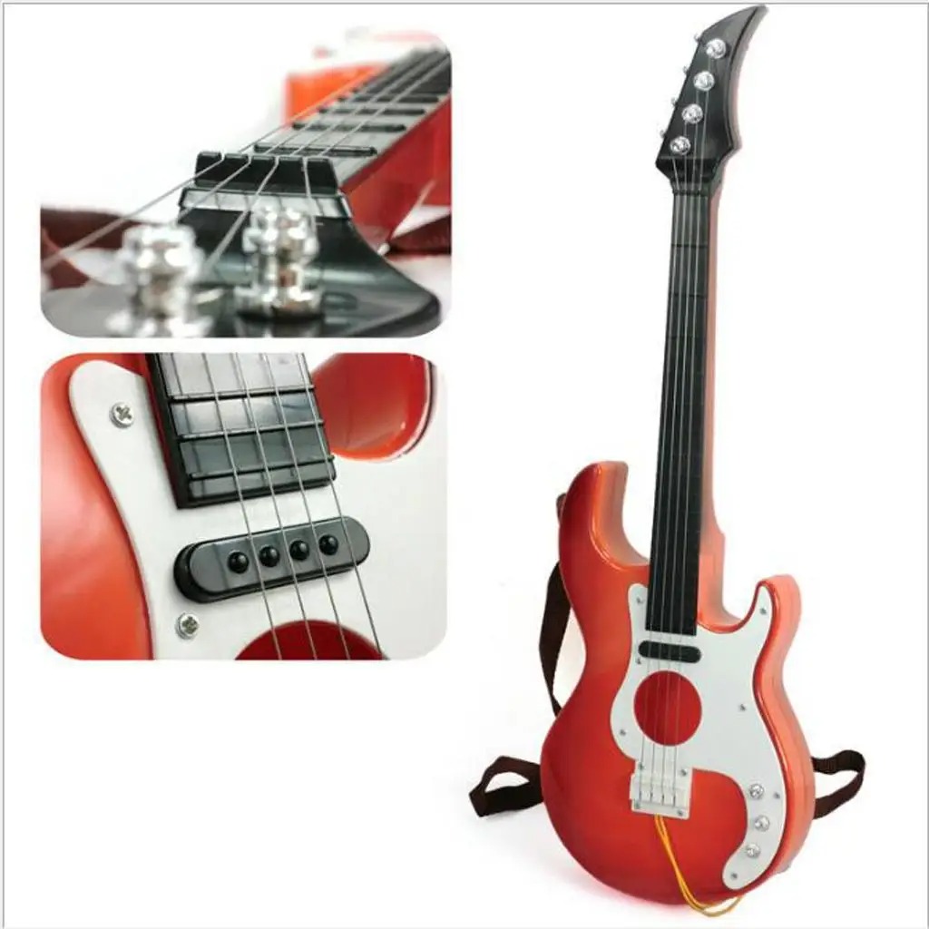 Detalles de la guitarra eléctrica para niños de color rojo
