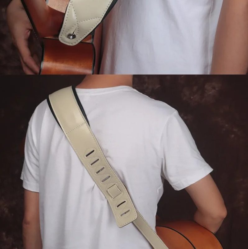 Detalles del ajuste de la Correa de Guitarra Cuir Prestige - Clásica Vintage en Cuero de Alta Calidad