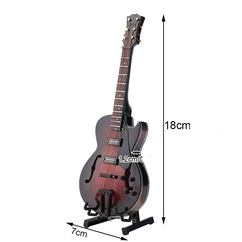 Dimensiones de la Guitarra Miniatura 'Jazz de Terciopelo Rojo
