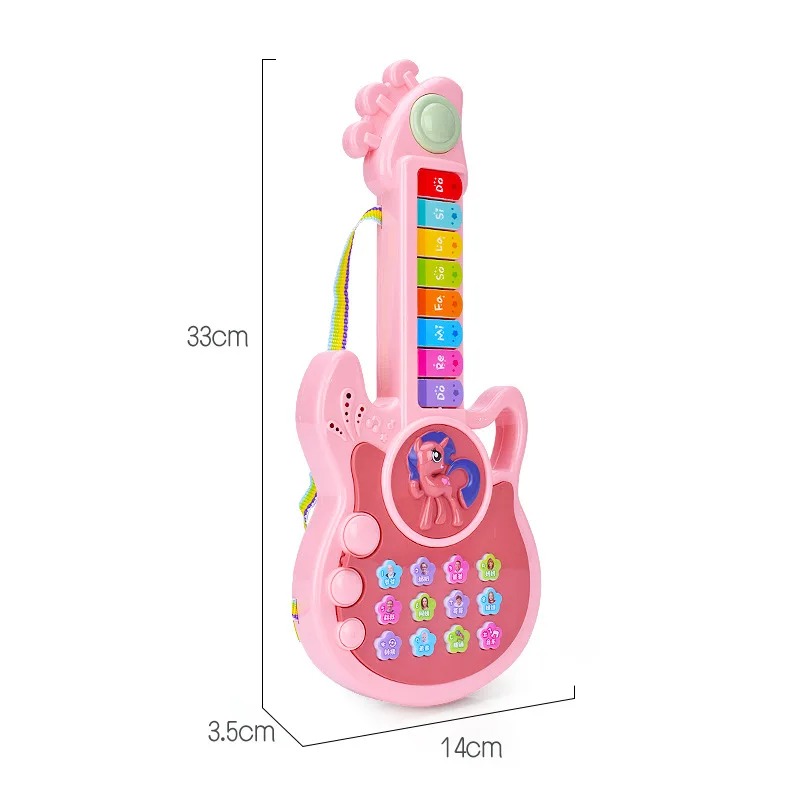 Dimensiones de la guitarra para niños - Temática lúdica - "Mini Unicornio Rock" - ¡2 colores a elegir!