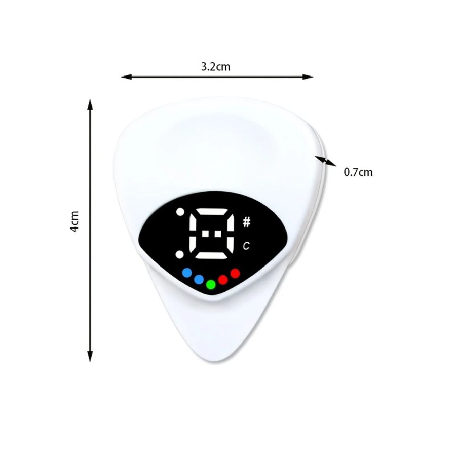 Abmessungen des 2-in-1 Plektrum-Stimmgeräts - 12-Ton-Temperatur-Stimmer für Gitarre