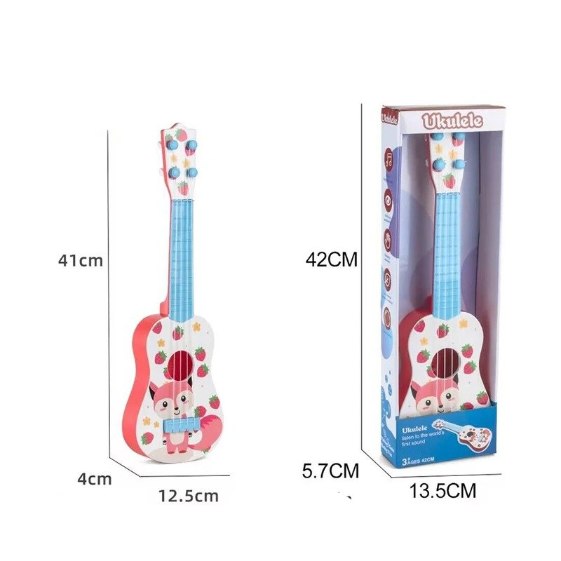 Dimensiones de la Guitarra para Niños con Animales Adorables - Zorro Fresa