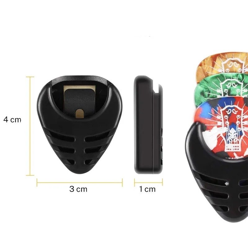 Dimensiones del Porta-Púas de Guitarra - Agarre Compacto Autoadhesivo