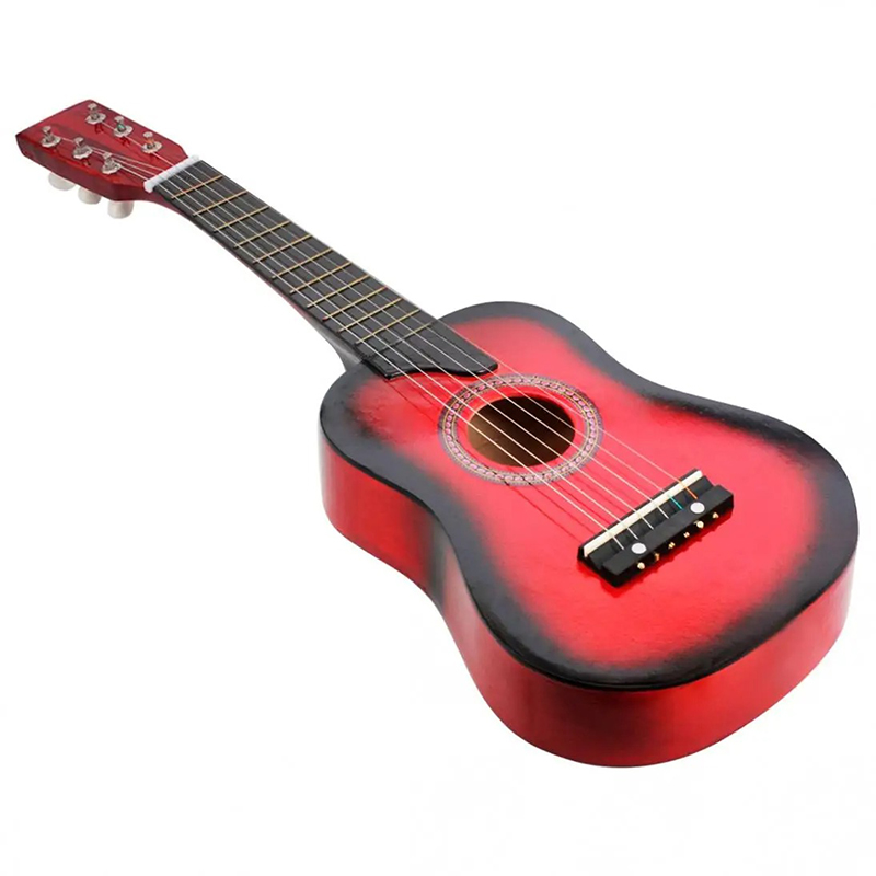 Guitarra acústica para niños de madera de tilo color rojo