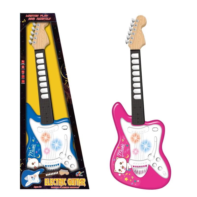 Guitarra eléctrica para niños, apta para niñas o niños, de color rosa
