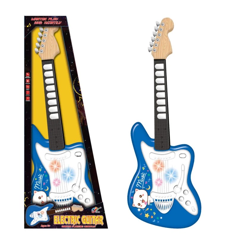 Guitarra eléctrica para niños, adecuada para niña o niño, de color azul