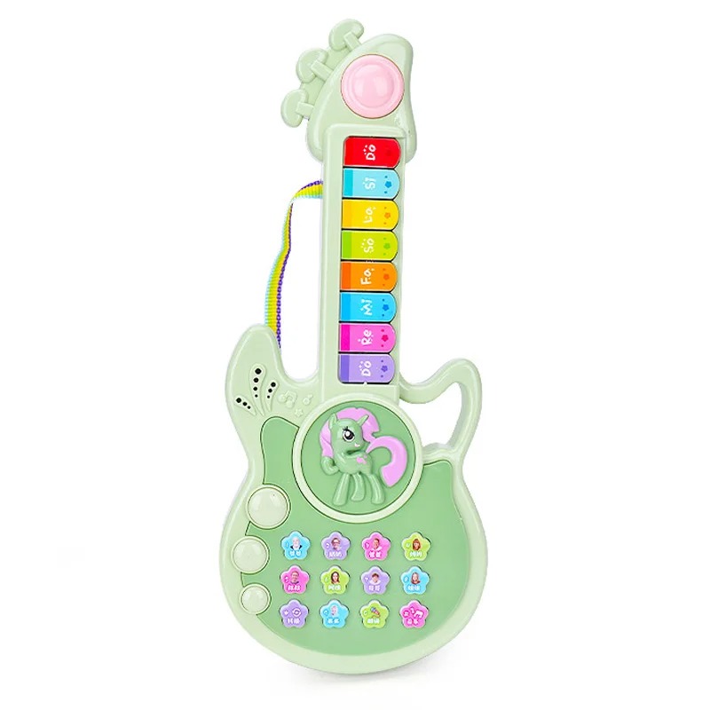 Guitarra para niños - Temática lúdica - "Mini Unicornio Rock" Color Verde