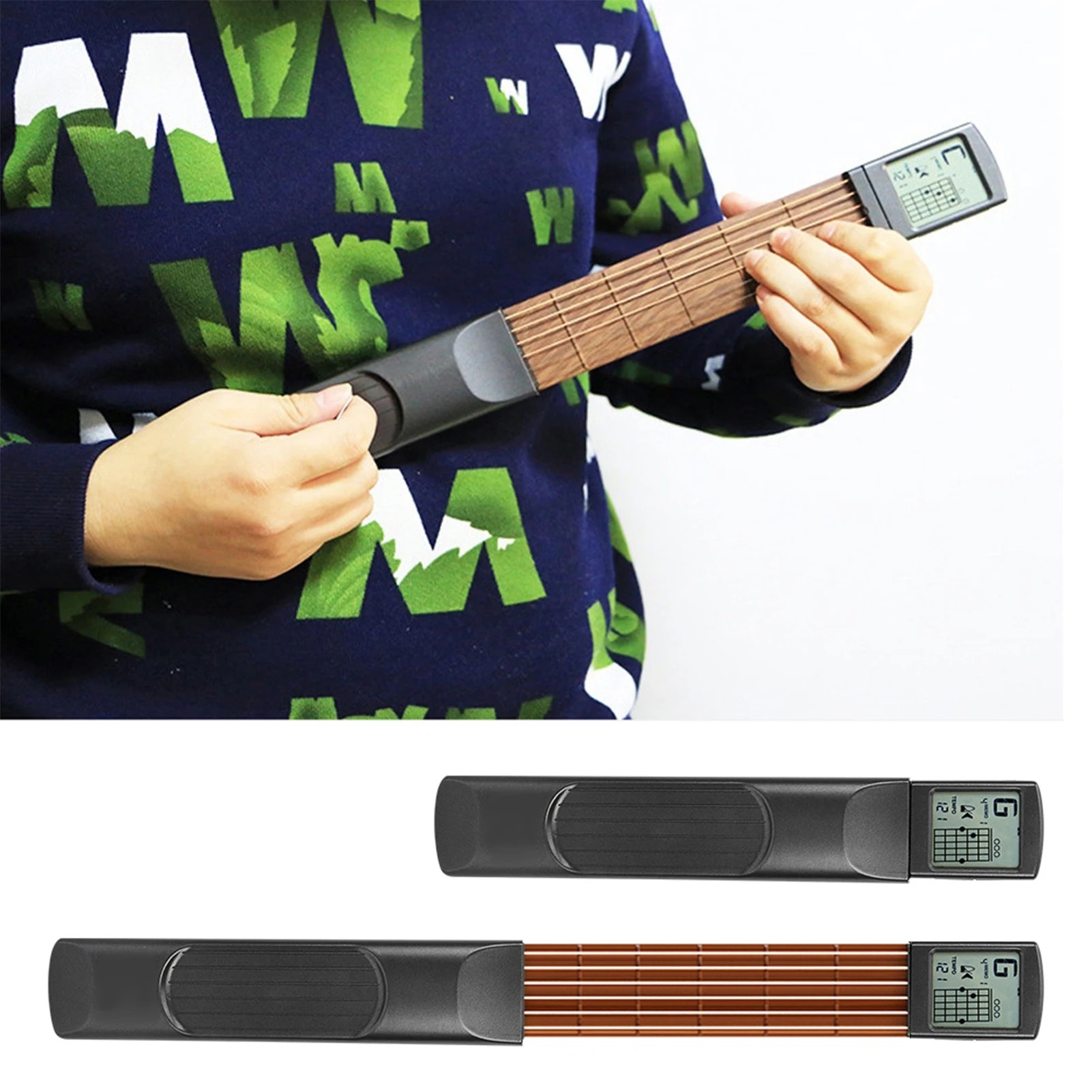 Magnífica mini guitarra de entrenamiento PocketChord Pro con mango pequeño