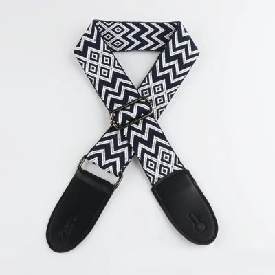 Correa de Guitarra Clásica con Diseño Tribal Zigzag en Color Gris