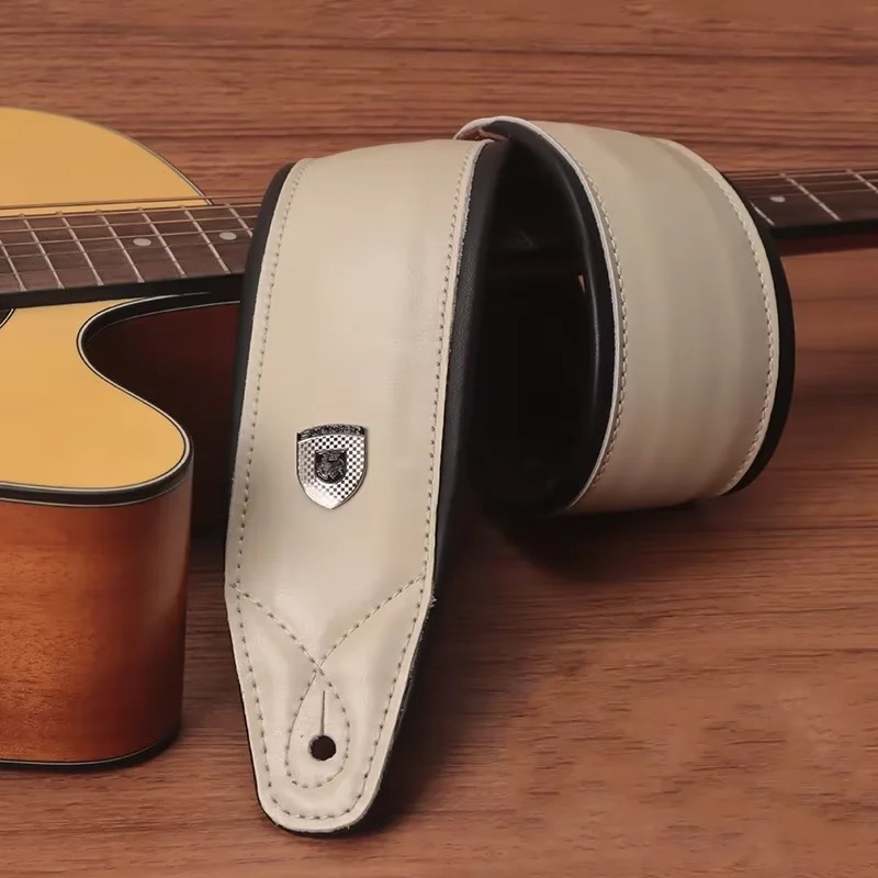Correa de Guitarra Cuir Prestige - Clásica Vintage en Cuero Premium - color beige