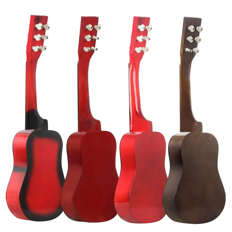 Vista trasera de guitarra acústica para niños hecha de madera de tilo - ¡4 colores a elegir!