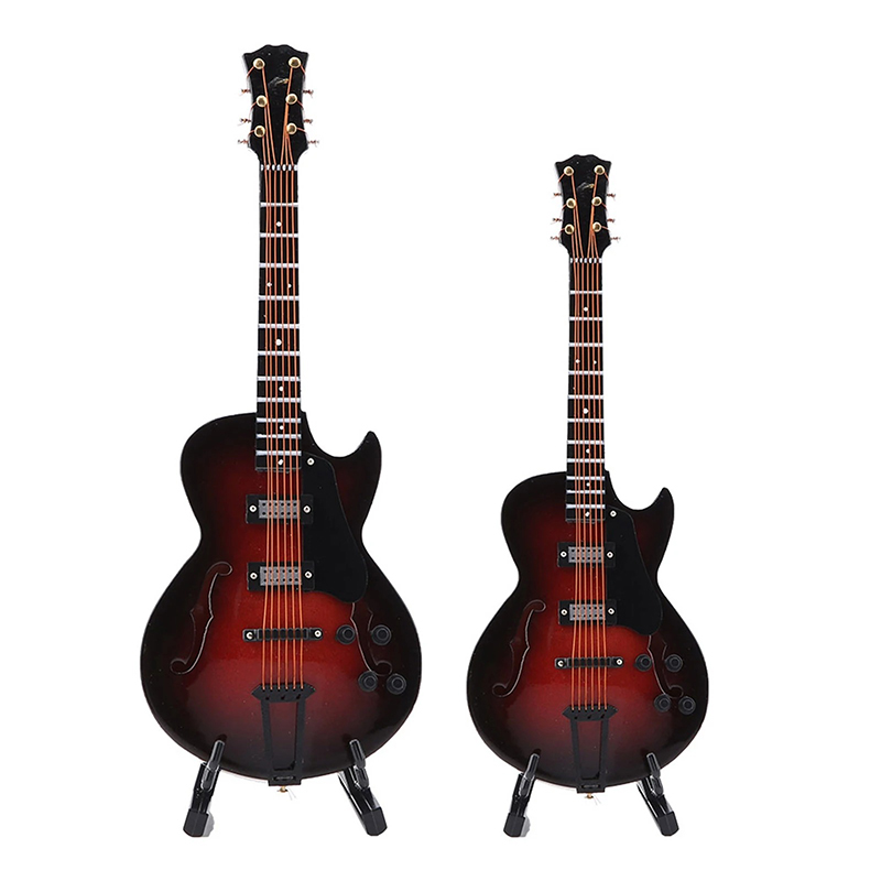 Vista detallada de la guitarra miniatura 'Red Velvet Jazz