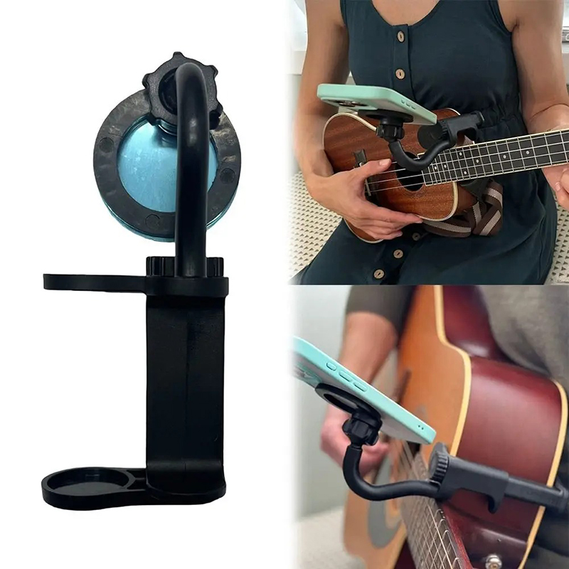 Vista detallada de Soporte para Teléfono en Guitarra - Clip Universal Ajustable Manos Libres