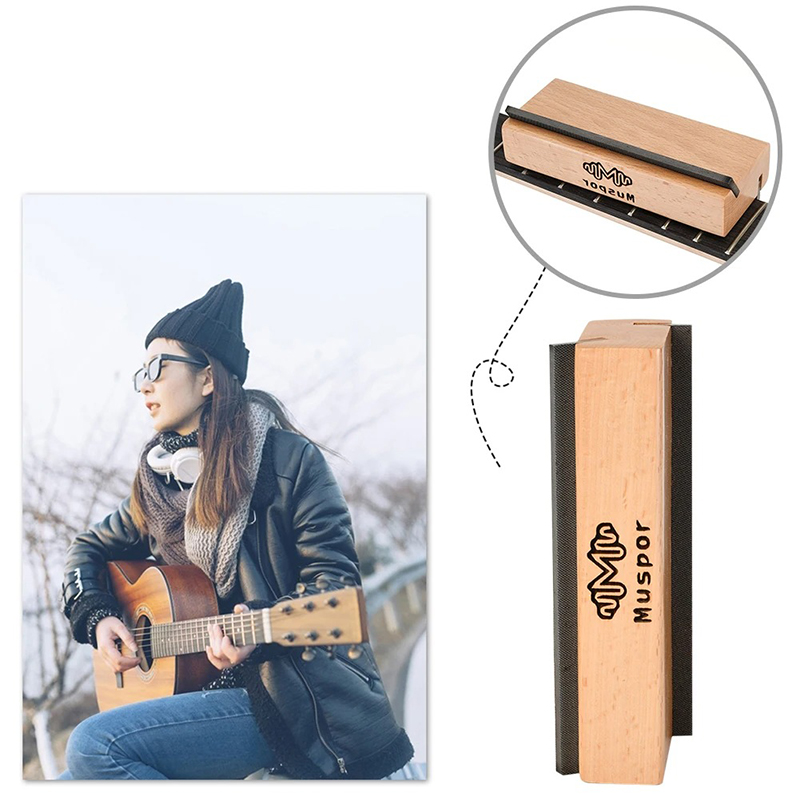 Vista general de la Herramienta de Luthier 2-en-1 para Guitarra - Bloque de Madera con Ángulos de 35° y 90° para Pulido y Mantenimiento de los Trastes