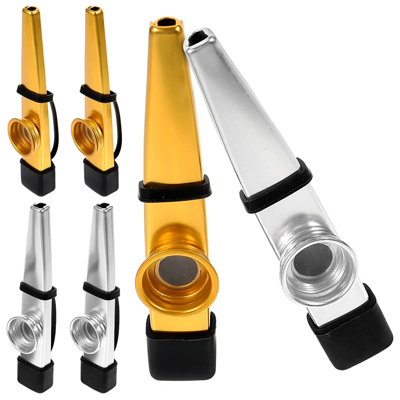 Avant Lote de 6 Kazoos de Metal - Destellos Dorados y Plateados (Clásicos con Sonido Claro y Brillante) - ideal para escuelas