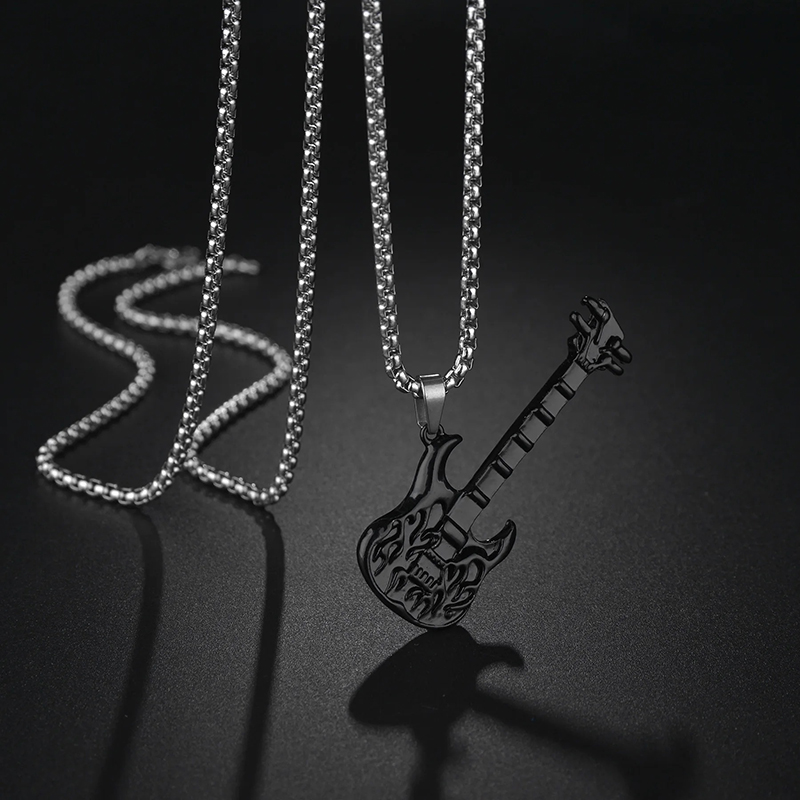 Colgante Avant de Guitarra Rock Metal - Calavera de Llama Oscura