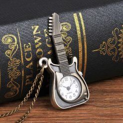 Anverso de un Colgante de Guitarra de Rock y Reloj de Bolsillo - Tiempo Solo Vintage