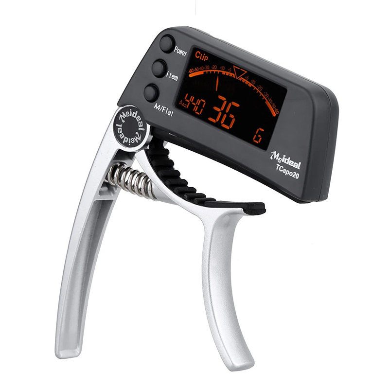 Capodastro Afinador LCD Modelo Clip & Tune Versátil Color Plata