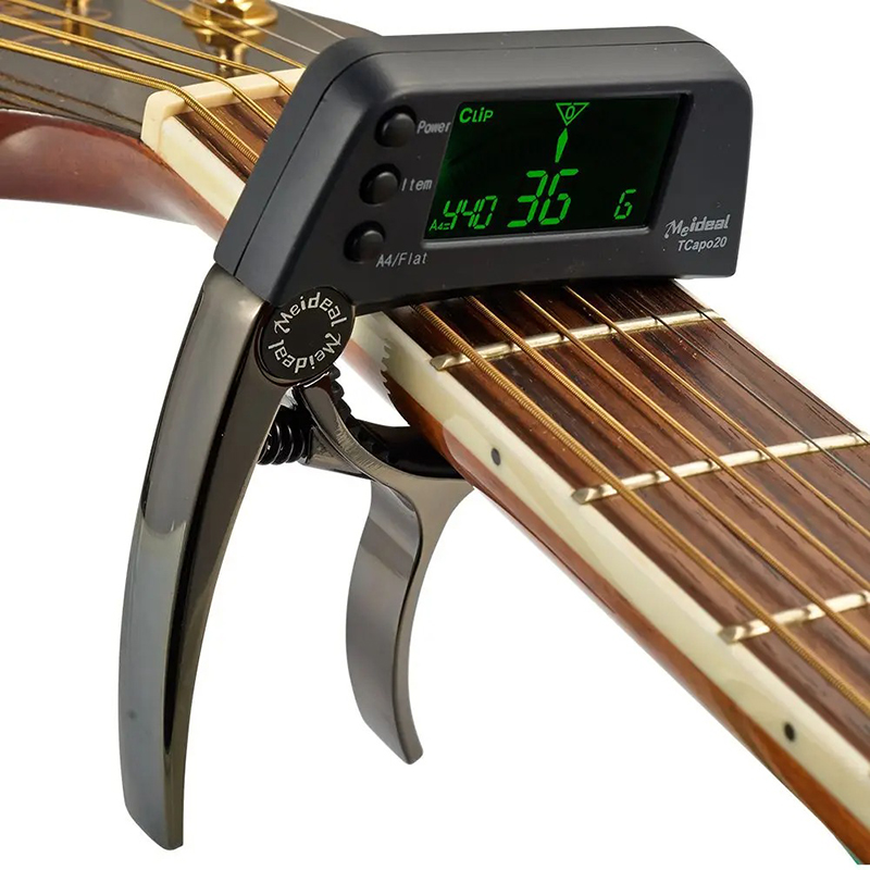 Capodastro Afinador LCD Modelo Clip & Tune Versátil Color Negro