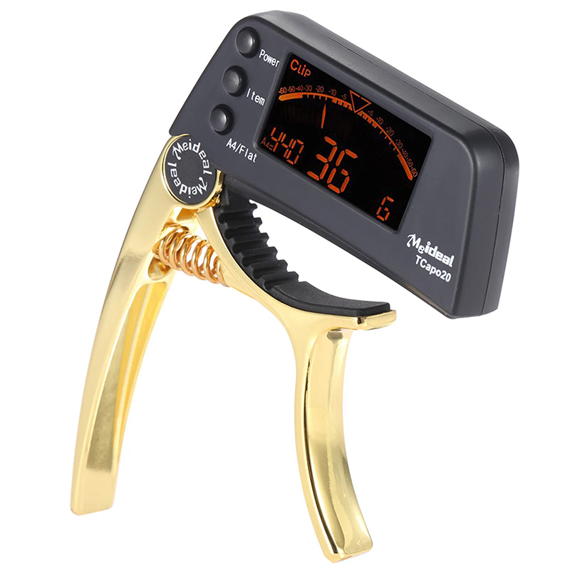 Capodastro Afinador LCD Modelo Clip & Tune Versátil Color Oro
