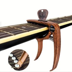 Capodastro de Guitarra Universal con Extractor y Púa Grabada Modelo de Agarre Preciso
