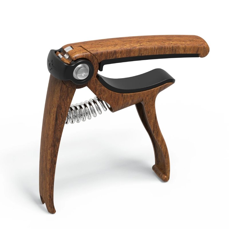 Capodastro de Guitarra Universal con Soporte para Púa - Modelo GripPick Pro de Color Marrón