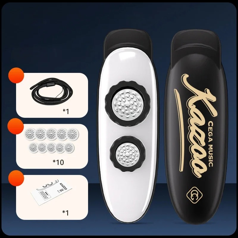 Tubo de Bivibrato Kazoo Único con Doble Resonancia (Sonido Rico y Vibrante) - ideal para aficionados Color blanco