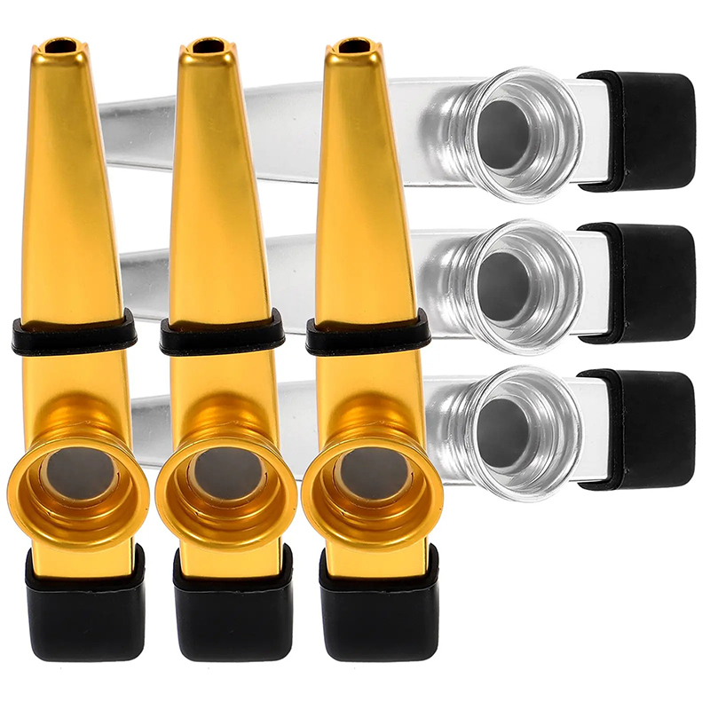 Lote de 6 Kazoos de Metal - Destellos Dorados y Plateados (Clásicos con Sonido Claro y Brillante) - ¡Ideal para escuelas!