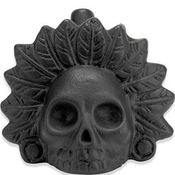 Magnífico Silbato Azteca Ritual Cráneo del Sol Negro