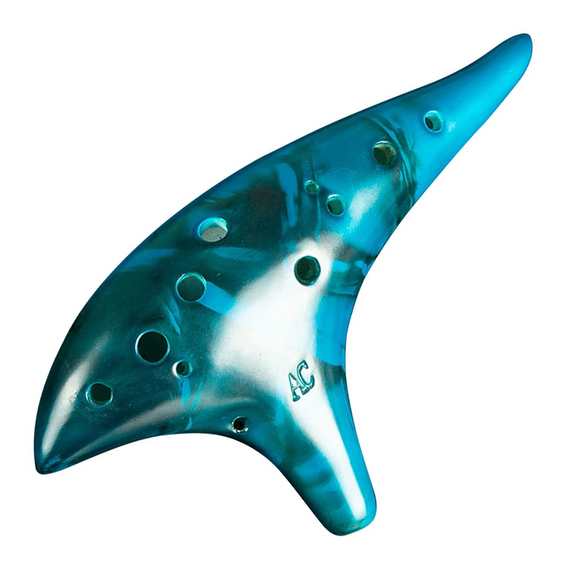 Ocarina de 12 Agujeros en Alto C - Instrumento de Viento de Resina para Principiantes y Músicos Avanzados (Estilo Zelda) Color Azul
