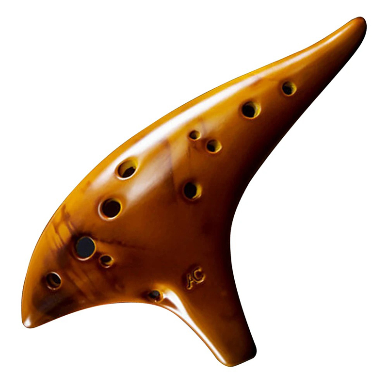 Ocarina de 12 Agujeros Alto C - Instrumento de Viento de Resina para Principiantes y Músicos Avanzados (Estilo Zelda) Color Marrón